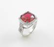 Bague "Marquise" Argent massif & Hélénite Rouge-rubis