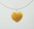 Coeur en Pierre fine ( Jasper Jaune) avec  son "Tour de cou" en acier tressé