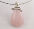 Pendentif Oblong en Quartz rose & Argent 