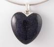 Pendentif  "Coeur"  Sandstone Bleu-nuit et Argent 