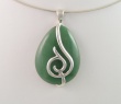 Pendentif oblong Jade (New Jade) et volutes d'Argent