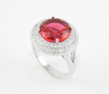 Bague "Traviata" Argent & Rouge-Rubis