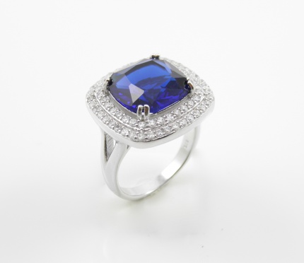 Bague "Duchesse" Argent massif & Hélénite bleu-nuit