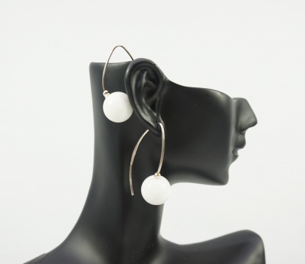  Boucles "Mycene 5" en Agate Blanc et Argent