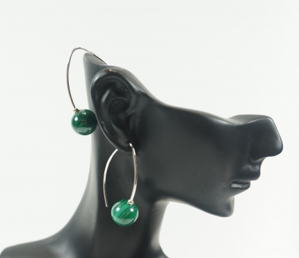  Boucles "Mycene 3" en Malachite et Argent