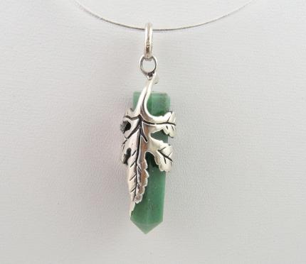 Pendentif "Acantia", Argent massif et Aventurine