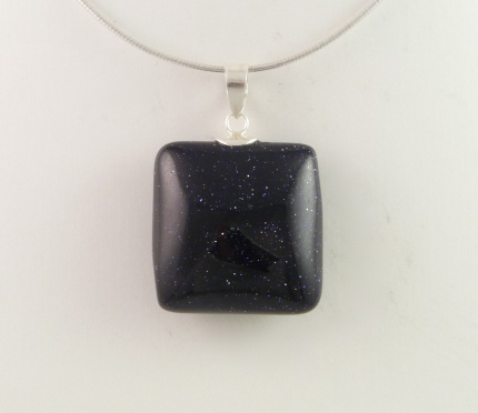 Pendentif " Maringa " en Sandstone bleu nuit  & Argent
