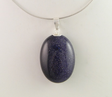 Pendentif " Stars Night " en Sandstone bleu nuit  & Argent