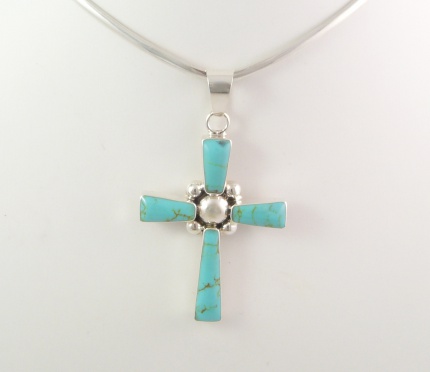 Croix "Gandolfo" en Argent et Turquoise d'Arizona