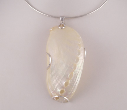 Pendentif "Shell" en Argent & Nacre blanche