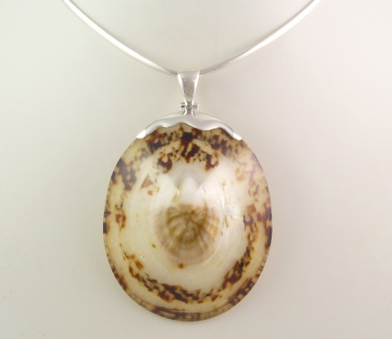 Pendentif "Shell" Argent & Nacre "Tiger eye"